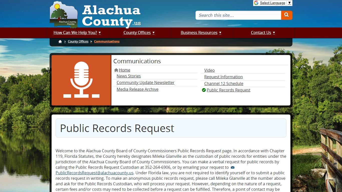 Public Records Request - Alachua County